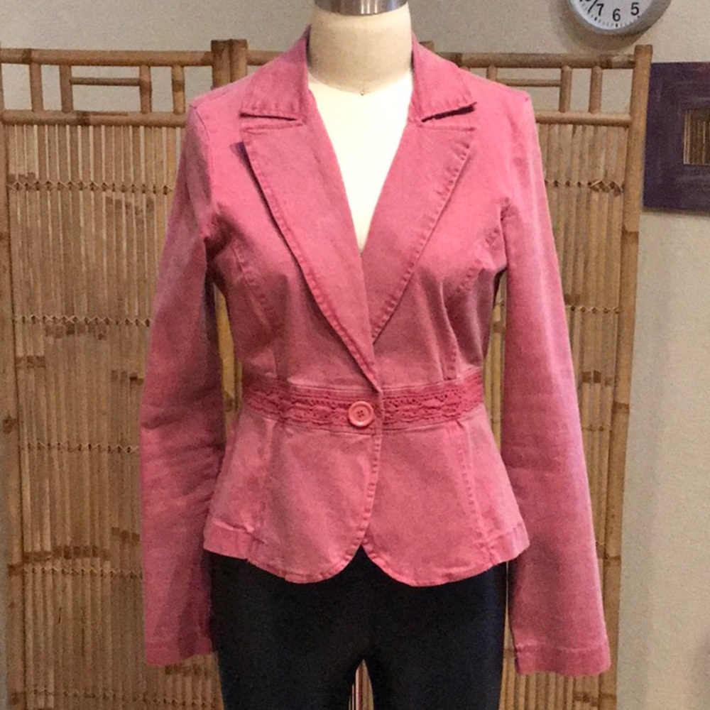 Dusty Rose Stretch Denim Blazer